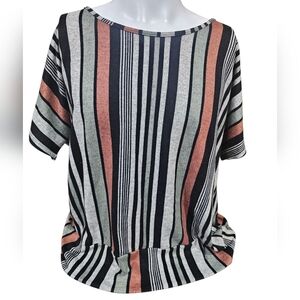 Striped Black and Brown‎ Women's Top Size 2X